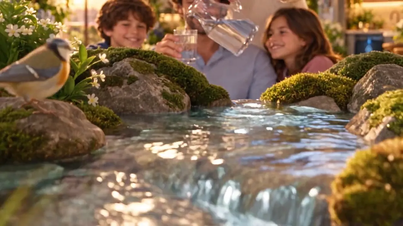 La famiglia si ritrova con un bicchiere d’acqua